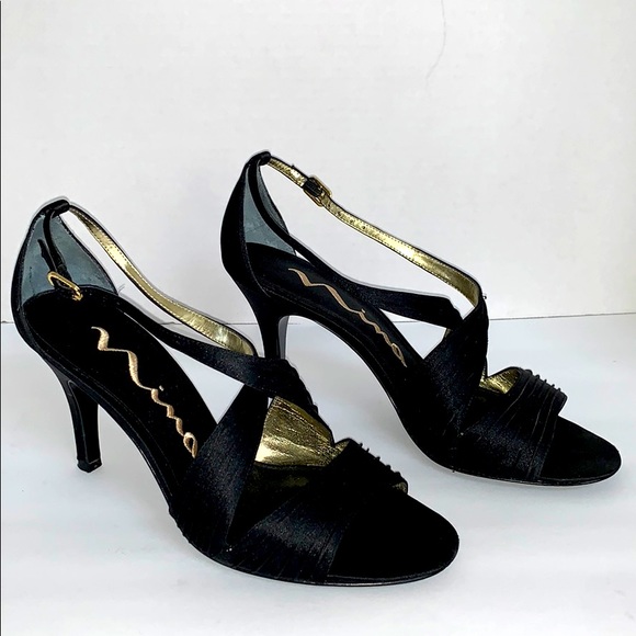 Mina Strappy Slingback Black Open Toe size 8.5 - Picture 5 of 11